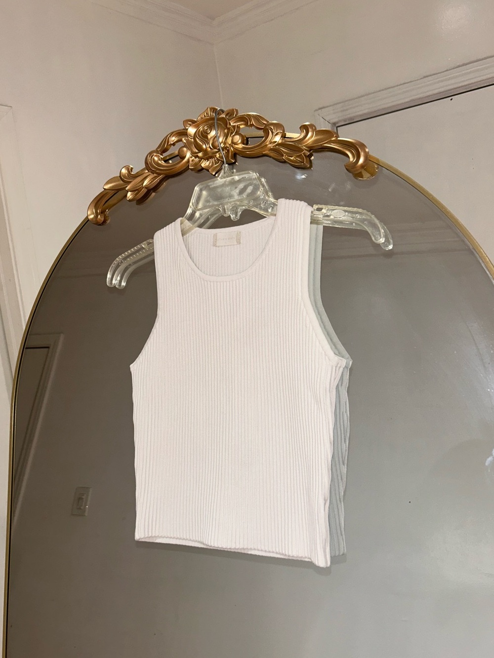 Altar’d State Ribbed White Crop Tank Top, Size S